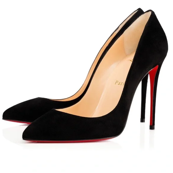 SOLD!! Christian Louboutin Pigalle Follies Suede Black Pumps, Size 41.5 EU - Picture 1 of 8